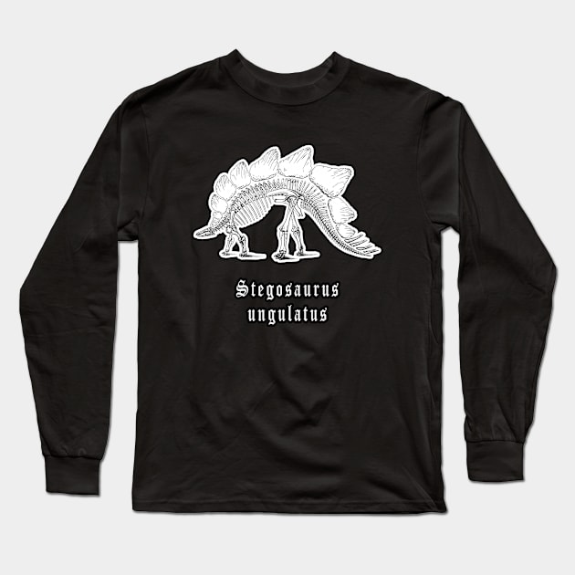 🦖 Fossil Skeleton of a Stegosaurus ungulatus Dinosaur Long Sleeve T-Shirt by Pixoplanet